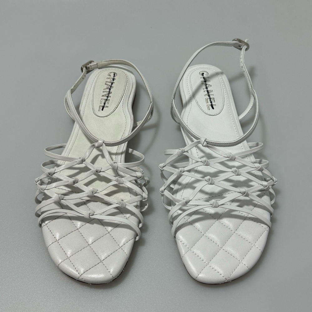 Chanel Lambskin Knot Strap Sandals White Women’s EU 36/US 6
